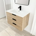 thumbnail image 2 of 30 Inch Bathroom Vanity - Wall Mounted, Imitative Oak Tone, 3 Drawers, Resin Sink, Handle, Soft Closing, Adjustable Side Shelf For Enhancement 30" Beaming, , Beaming Space, 2 of 7