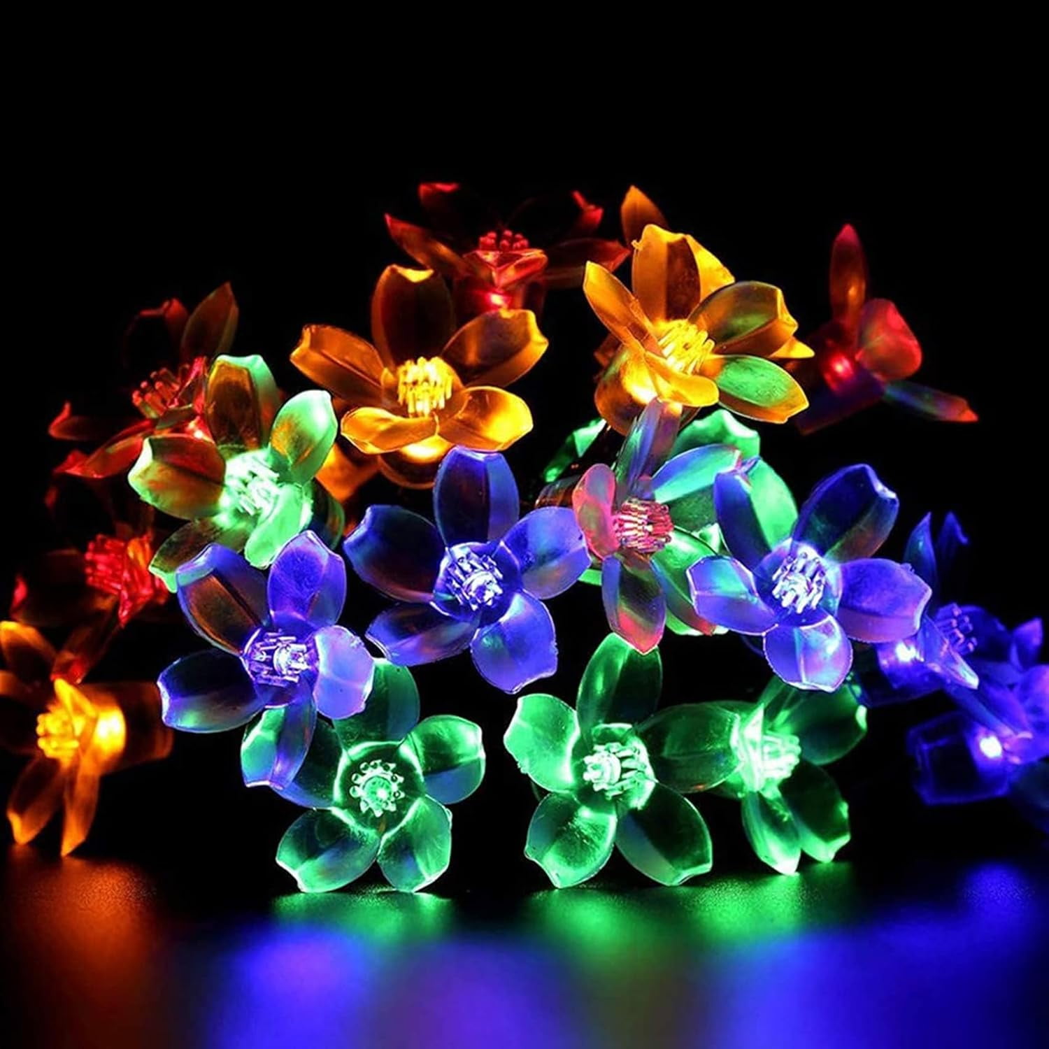 Solar Cherry Blossom Light String, 16FT 20 LED Waterproof Flower Fairy Lights with 8 Modes, Solar Powered Outdoor Garden Lights for Wedding, Christmas, Patio, Home Decor