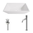 thumbnail image 5 of VIGO Matte Stone Vinca Composite Rectangular Vessel Bathroom Sink in White with Apollo Faucet and Pop-Up Drain in Chrome, 5 of 10