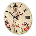thumbnail image 3 of Designart 'Portrait of A Giraffe With Red Flowers I' Farmhouse Wood Wall Clock, 3 of 5