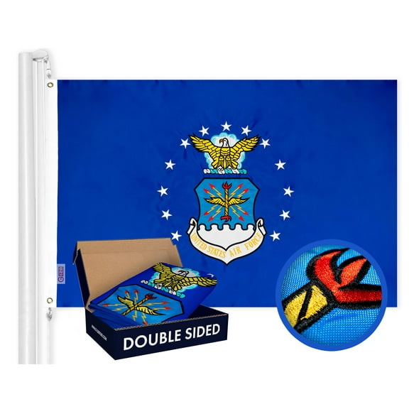 G128 – 3x5 feet US Air Force Flag | Double Sided Embroidered 210D – Indoor/Outdoor, Vibrant Colors, Brass Grommets, Heavy Duty Polyester, 3-ply