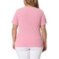 thumbnail image 4 of Unique Bargains Women Plus Size Ribbed Knit Cut-Out Twist Short Sleeve Tee Shirt 1X Pink, 4 of 6