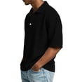 thumbnail image 4 of GrmtClth Waffle Knit Polo Shirt for Men Breathable Short Sleeve Top Athletic Collared T-Shirts Loose Fit Clothing Solid Black 3XL, 4 of 7