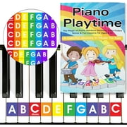 QMG Rainbow Keyboard Stickers & Easy Piano Learning Book for Kids - 55 Pages, 1st Edition
