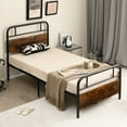 thumbnail image 4 of Costway Twin Size Metal Platform Bed Frame Industrial Headboard Mattress Foundation, 4 of 10