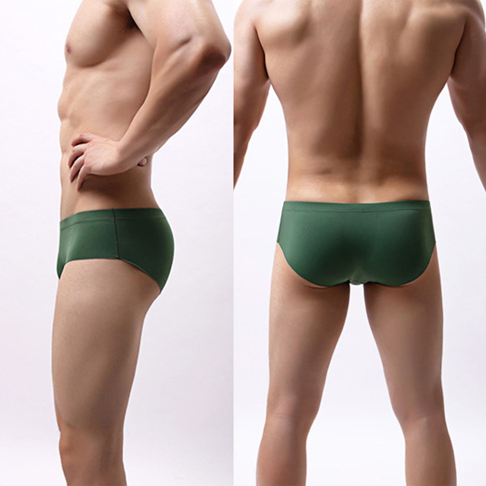 Farfi Longjiang Men Underwear Seamless Translucent Sexy Solid Color U  Convex Underpants for Bathroom 