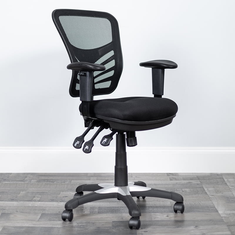 Mid-Back Black Mesh Multifunction Ergonomic Office Chair with Adjustable Arms - Walmart.com 