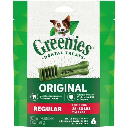 UPC: 0642863102936 | Greenies Original Flavor Regular Size Dental Chew Treats For Dogs  6 Oz. Pack (6 Treats)