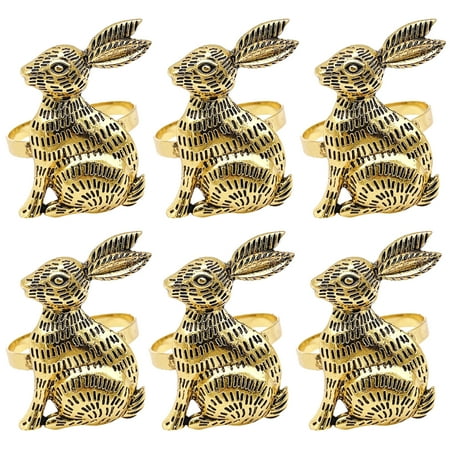 

6Pcs Napkin Ring Exquisite Novelty Design Alloy Eye-catching Halloween Christmas Easter Bunny Napkin Ring for Dinner