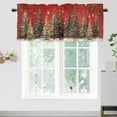 thumbnail image 2 of Christmas Tree Thermal Insulated Window Curtain Valance Christmas Decorations Snowflakes Vintage Wooden Board Rod Pocket Valances for Bedroom Living Room Dining Room 54 by 18 in, 2 Panel, 2 of 6
