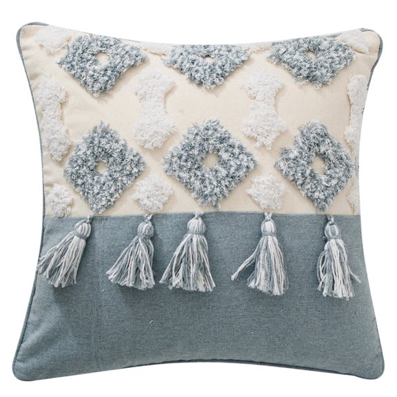 Tufted Boho Throw Pillow Cover Morocco Decorative with Tassel Car Cushion for Ca