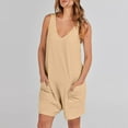 thumbnail image 5 of Utoimkio Women's Casual Summer Sleeveless Rompers Loose Fit Adjustable Strap Short Jumpsuits Overalls Summer Outfits with Pockets, 5 of 9