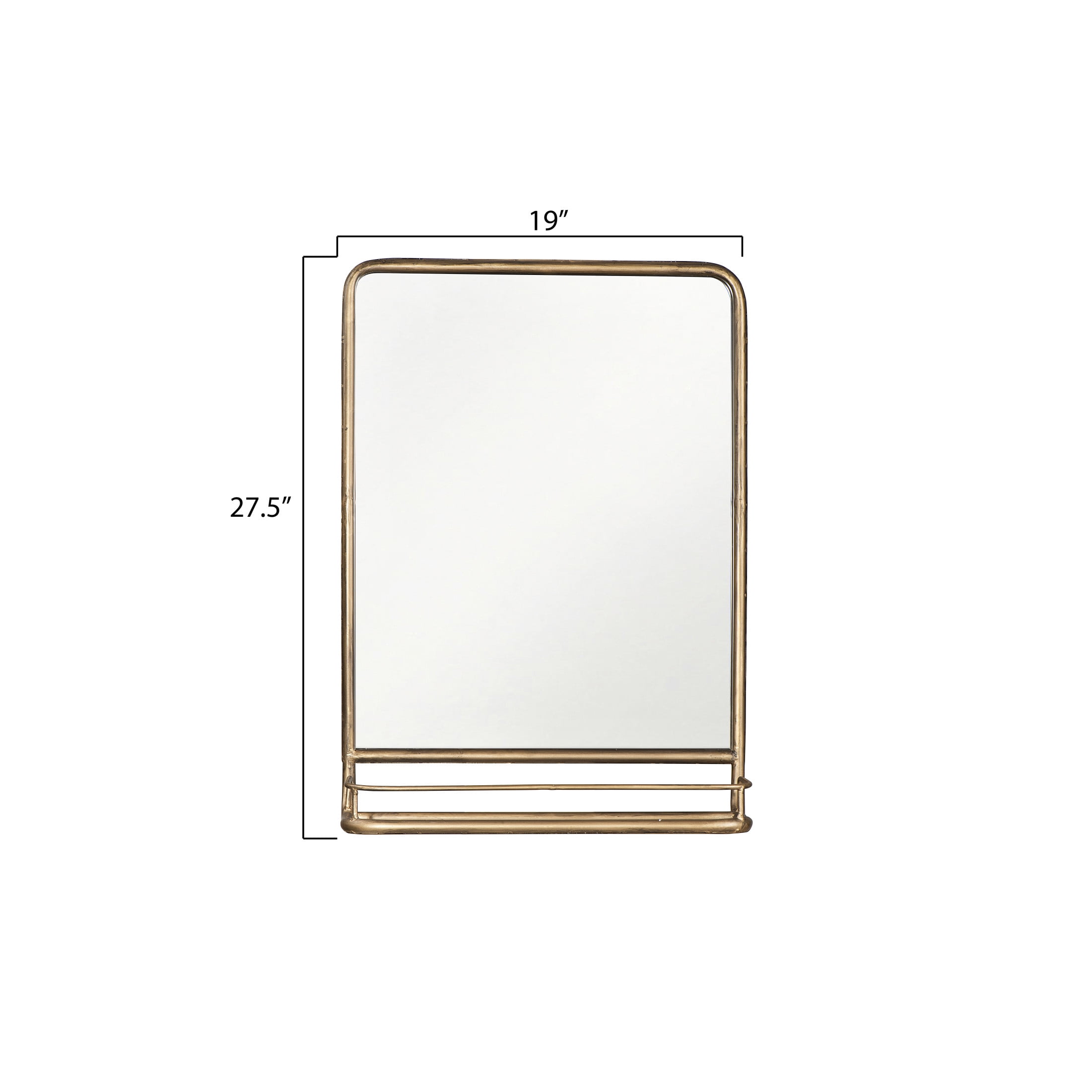 Creative Co-Op Metal Framed Wall Mirror with Shelf, Brass