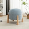 thumbnail image 2 of Modern Upholstered Ottoman with Wooden Legs, Round Footrest Stool for Living Room, Bedroom, Entryway, 2 of 9