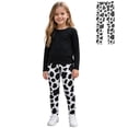 thumbnail image 4 of XAOFW Girls Tights Pants Elastic Waistband Cow Print Stretchy Straight Leg Trousers Toddler Kids Comfortable Daily Wear Fall Pants, 4 of 6