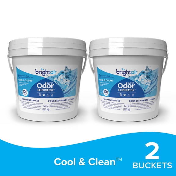 Bright Air Super Odor Eliminator for Large Spaces, Cool & Clean, 64oz, Case of 2
