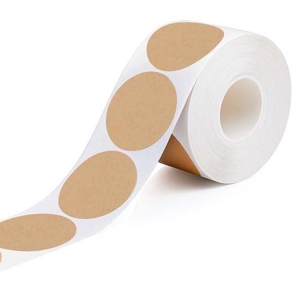 1.5-Inch Brown Round Self-Adhesive Blank Dot Labels Stickers Removable, 500-Count Roll