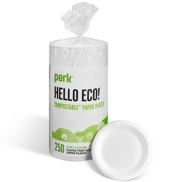 Perk Compostable Paper Plates 6" White 250/Pack (PK61286)