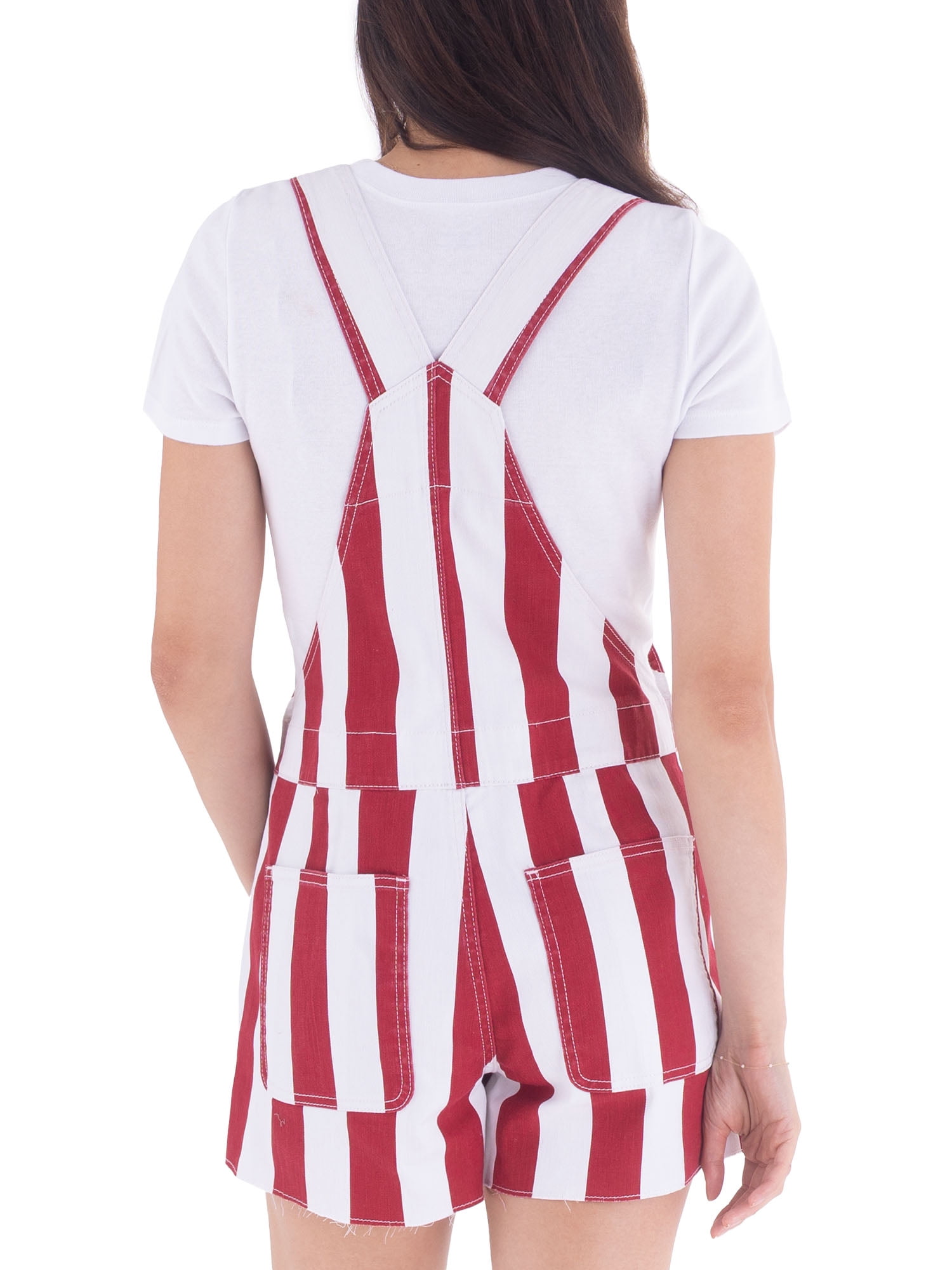 No Boundaries Game Day Raw Hem Shortalls, 3" Inseam, Women's