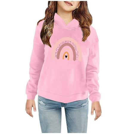 

Geire Children Plus Velvet Hooded Sweatshirt Stylish Printed Long Sleeve Crew Collar Top Loose Pullover Sweatershirts for Boys & Girls