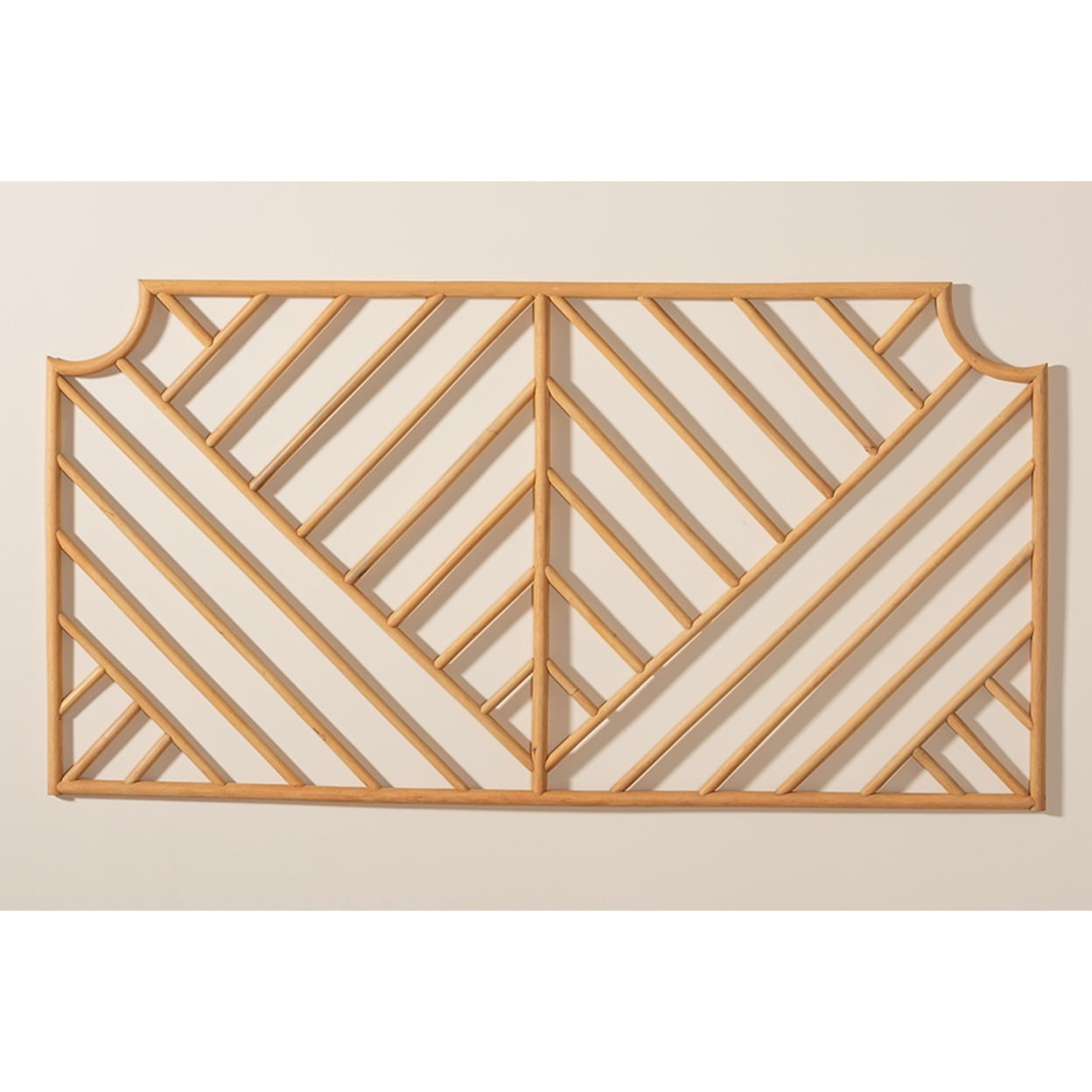 Baxton Studio Giza Modern Bohemian Natural Brown Rattan Queen Size Wall-mount Headboard