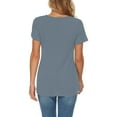 thumbnail image 3 of Chemises pour Femmes Mode Été Tricot Manches Courtes Tunique Col en V Chemise Ample, 3 of 6