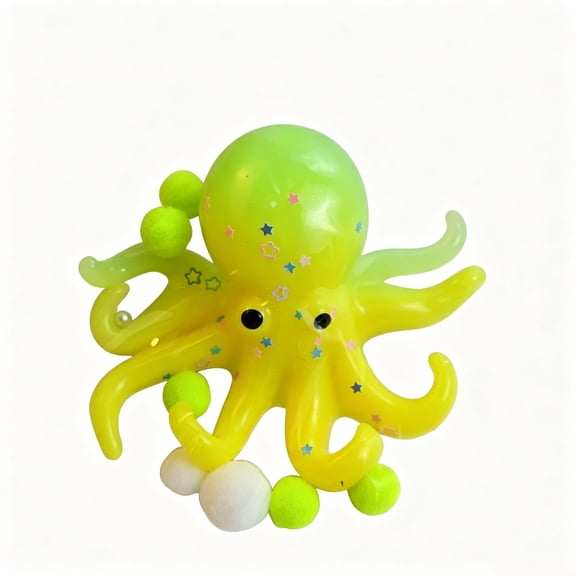 Squeeze Toy Animals Toy Yellow, Sensory Stress Relief Ball with Crystal Sequin, Slow Rising Silicone Fidget Toy for Anxiety, Portable Desk Decompression Gadget