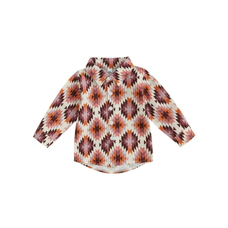 

Canis Toddler Boys Autumn Long Sleeve Lapel Pattern Print Shirt Tops