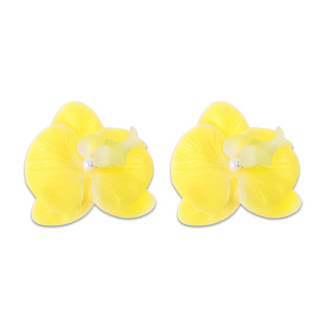 Ofertas Únicas 2 Pcs Clip de Pico de Pato Phalaenopsis Clips de Pelo de Perlas Falsas para Mujeres Amarillo Limón