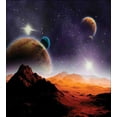 thumbnail image 3 of Ambesonne Nebula Duvet Cover Set, Solar Sky Orbit Comet, Twin, Purple Dark Orange, 3 of 3