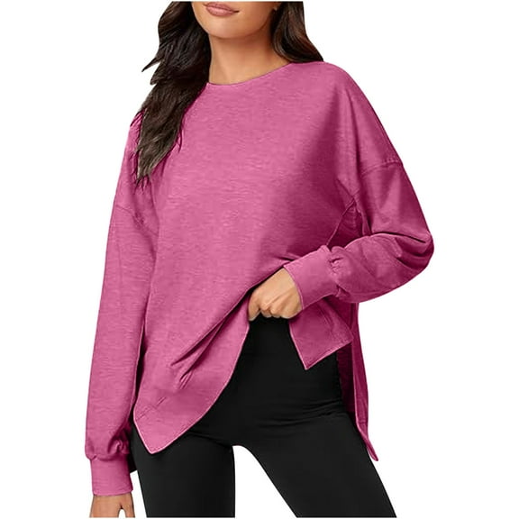 Jalioing Womens Long Sleeve Top Fall Winter Pullover Tops Dressy Casual Crew Neck Shirt
