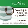 thumbnail image 2 of Planterist Cesta Organizadora Chica Tejida – Algodón Lavable, Plegable y Portable – Multiusos 19.5x17.5 cm con Agarradera de Piel para Almacenaje, Decoración y Ropa Sucia (Santa Catarina), 2 of 9
