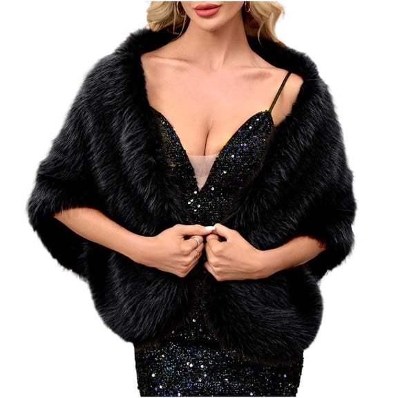 Aofany Faux Fur Shawl Women Winter Faux Scarf Wrap Collar Shruging for Lady Poncho Wedding Dinner Party for Women Shawl Wraps for Women