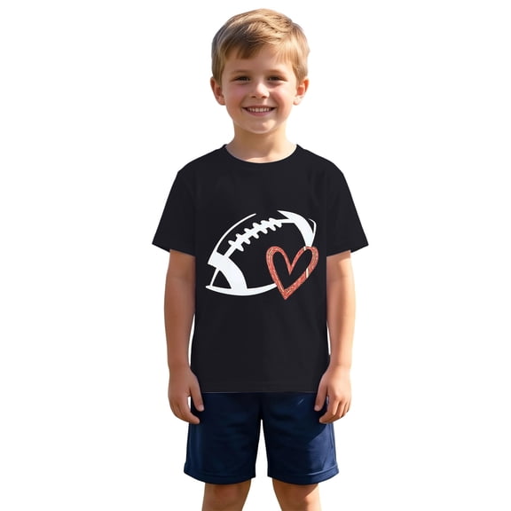 Kiijoy Football Graphic Tshirt for Boys Casual Sports Short Sleeve T Shirt,Black,Sizes 2-3