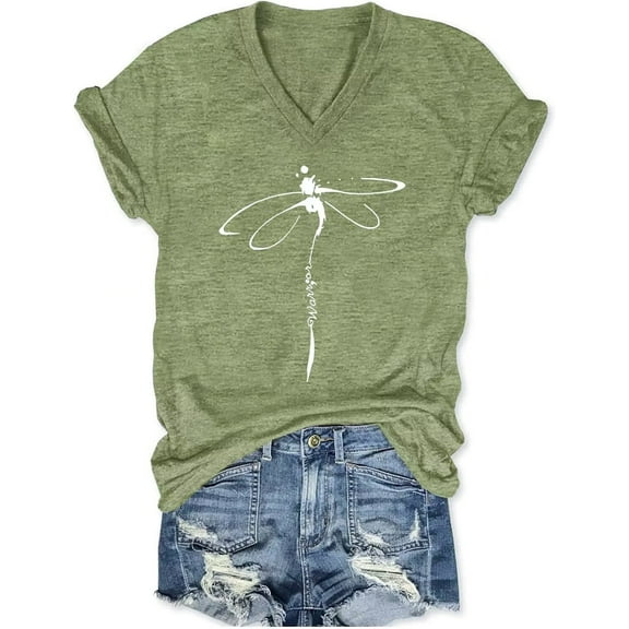 Womens V Neck T Shirts Vintage Cute Boho Flowers Short Sleeve Wildflower Tops