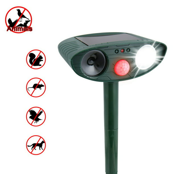 Solar Powered Ultrasonic Animal and Pests Repeller, Outdoor Weatherproof  Repeller, Motion Activated with Flashing LED Light and Ultrasonic Sound -  