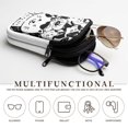 thumbnail image 5 of SEANATIVE Double Glasses Case Soft Portable 2 Compartment Eyeglass Sunglasses Pouch Portable Travel Eyewear Organizer Travel Eyeglasses Holder Bag with Zipper, Black White Cat Print, 5 of 7