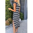 thumbnail image 2 of PRETTYGARDEN Women's Summer Bodycon Sundresses Casual Midi Sleeveless Hollow Out Knit Side Slit Striped Long Tank Dress, 2 of 6