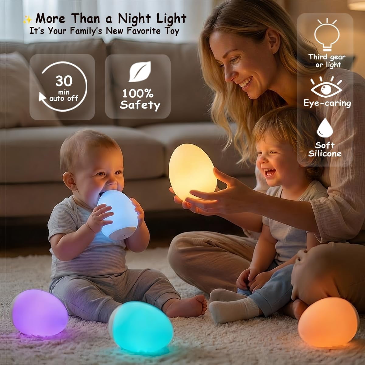 Night Light for Kids,Egg Night Light Light with 7 Colors Changing Mode & 30-Min Timer Portable Nursery Night Lamp forBaby Nursery & Kids Bedroom,DIY Hand-Painted Custom Lamp