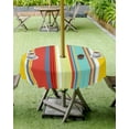 thumbnail image 3 of Outdoor Tablecloth Colorful Stripes Round Patio Tablecloths 60 Inch, Waterproof Outside Table Cloths with Umbrella Hole and Zipper, Boho Style Summer Table Cover for Outdoor Tables Garden, 3 of 5