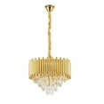 thumbnail image 2 of Fichiouy Modern K9 Crystal LED Ceiling Light 4 Layer Pendant Lamp Chandelier Fixture Gold, 2 of 10