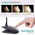 thumbnail image 3 of Rechargeable Reading Lamp, 16 LED Book Light for Reading, Eye-Caring 3 Brightness Clip on Lamp for Bed, Touch Control, Perfect for Bookworms & Kids, 3 of 9