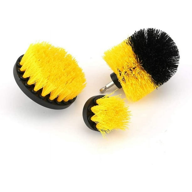 Xiao Hua Juego de 3 cepillos de limpieza para taladro y fregador eléctrico, multiusos, para suelos, bañeras, duchas, baños y cocinas (amarillo).