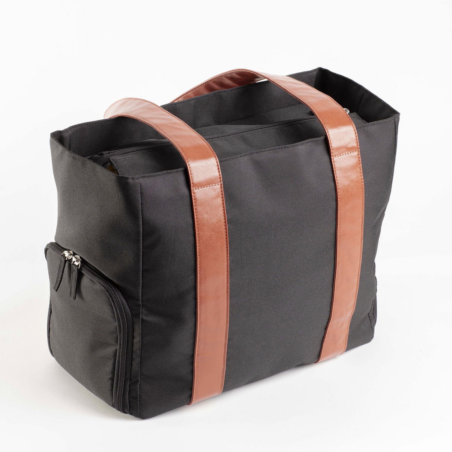 Dr. Brown's Breast Pump Carryall Storage Diaper and Tote Bag - Black and Leather Brown
