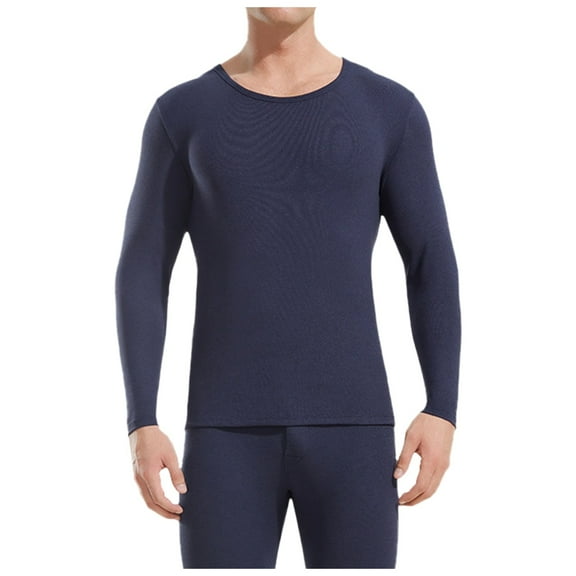 Men's Thermal Underwear Round Neck T-Shirt Double Woolen Base Layer Thin Comfortable Autumn Coat Wear Mens Casual Crew Neck Basic Tees