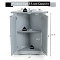 thumbnail image 4 of Corner Storage Cabinet Freestanding Floor Cabinet Bathroom w/ Shutter Door Grey, 4 of 12