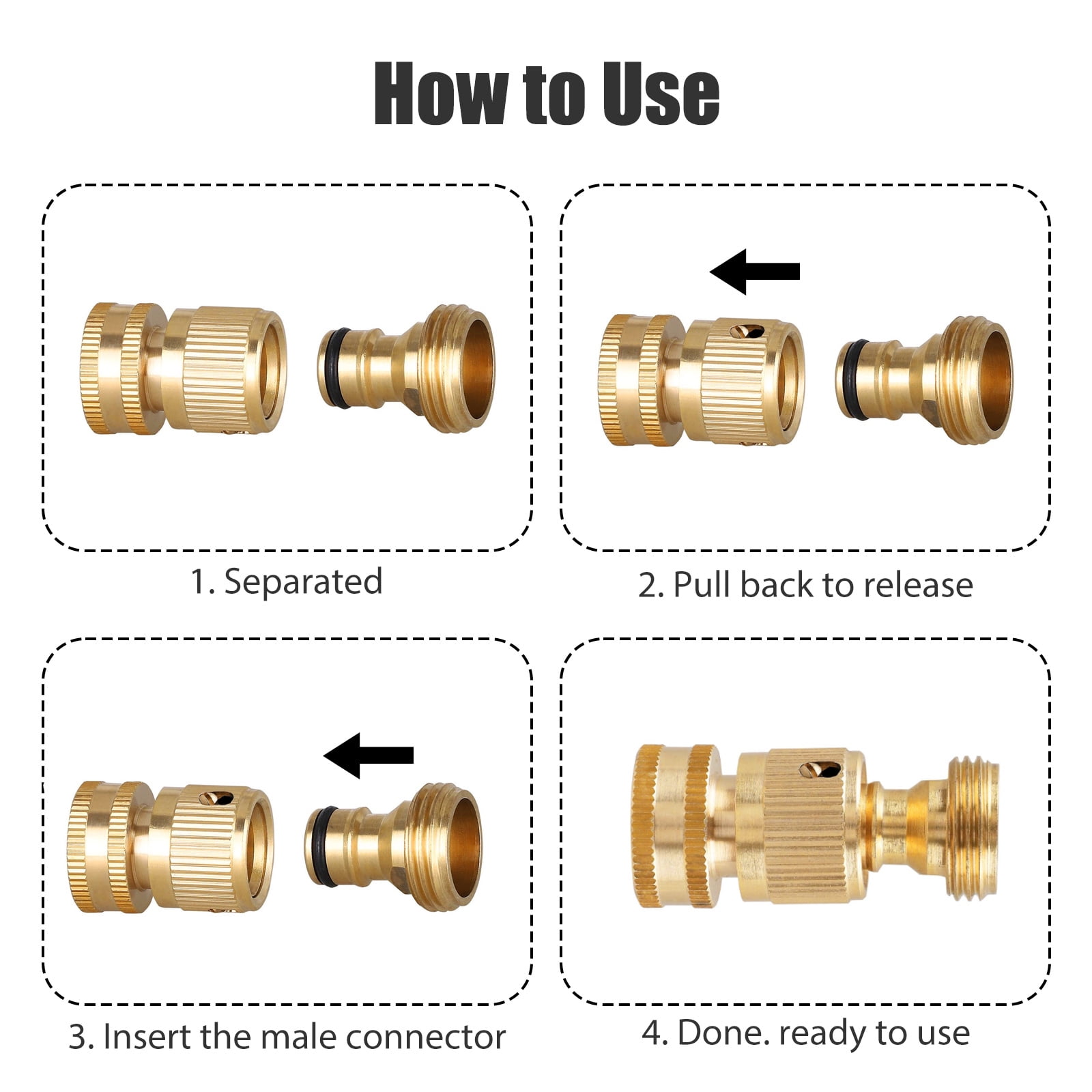 3 Set/1Set, Garden Hose Quick Connector Solid Brass Quick Connector Garden  Hose Fitting Water Hose Connectors 3/4 Inch GHT Gardening & Lawn Supplies