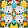 thumbnail image 1 of Metal Light Switch Plate Cover Elegant Floral Fruit Leaves Tile Pattern TIL019, 1 of 13