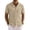 Khaki, variant on Domzest Men's Short Sleeve Button Down Shirt Casual Textured Cuban Collar Shirts with Chest Pocket Army Green L