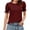 *2-Wine, variant on Women's Puff-Sleeve Ruched Ruffled Top,Ladies Short Sleeve Crew Neck T-Shirt,Summer Blouse For Women,Wine,Size XXL
